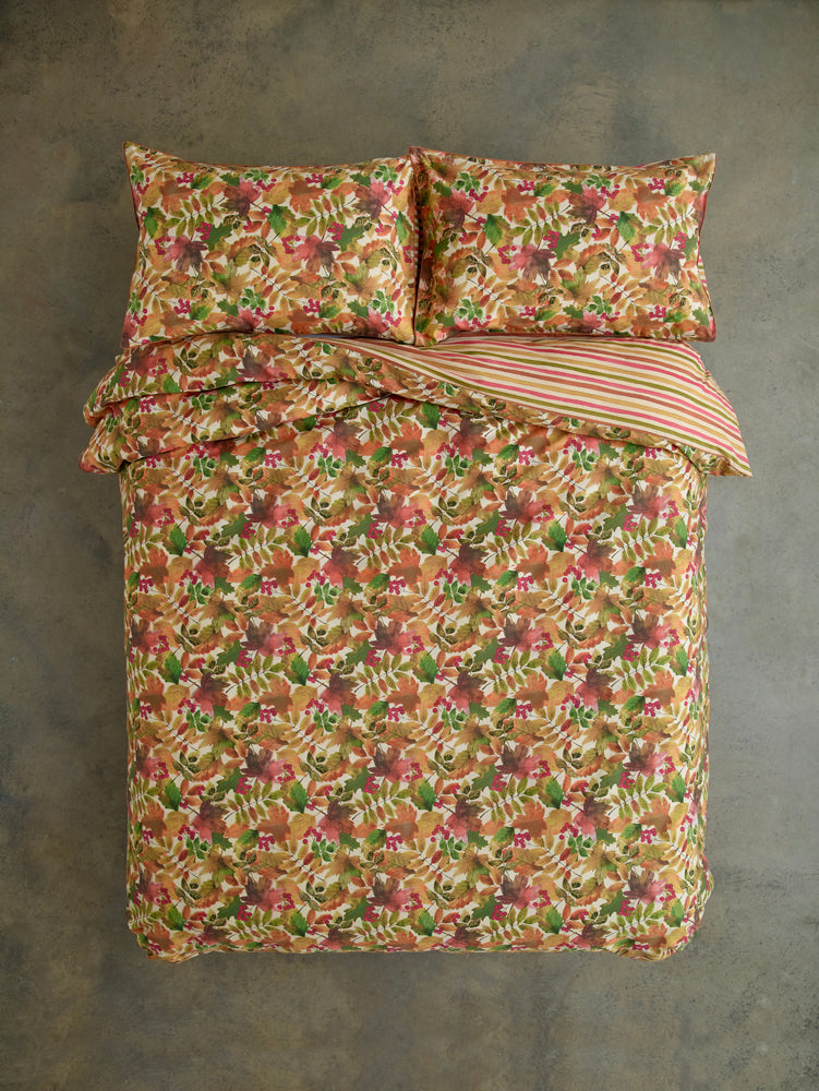 Autumn Leaves Rust Cotton Rich Duvet Cover Set
