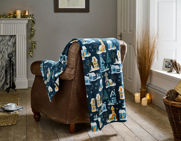 Festive Village Super Soft Fleece Throw