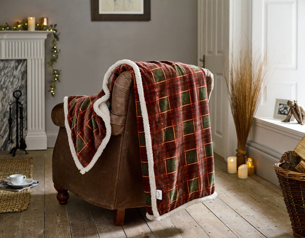Rowin Tartan Sherpa Throw – 140x180cm