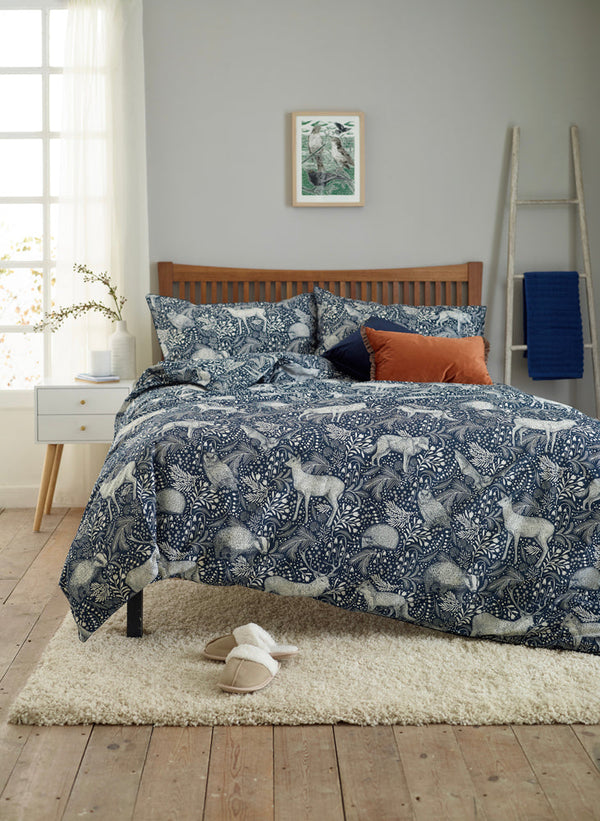 Woodland Folk Printed Cotton Rich Duvet Cover Set