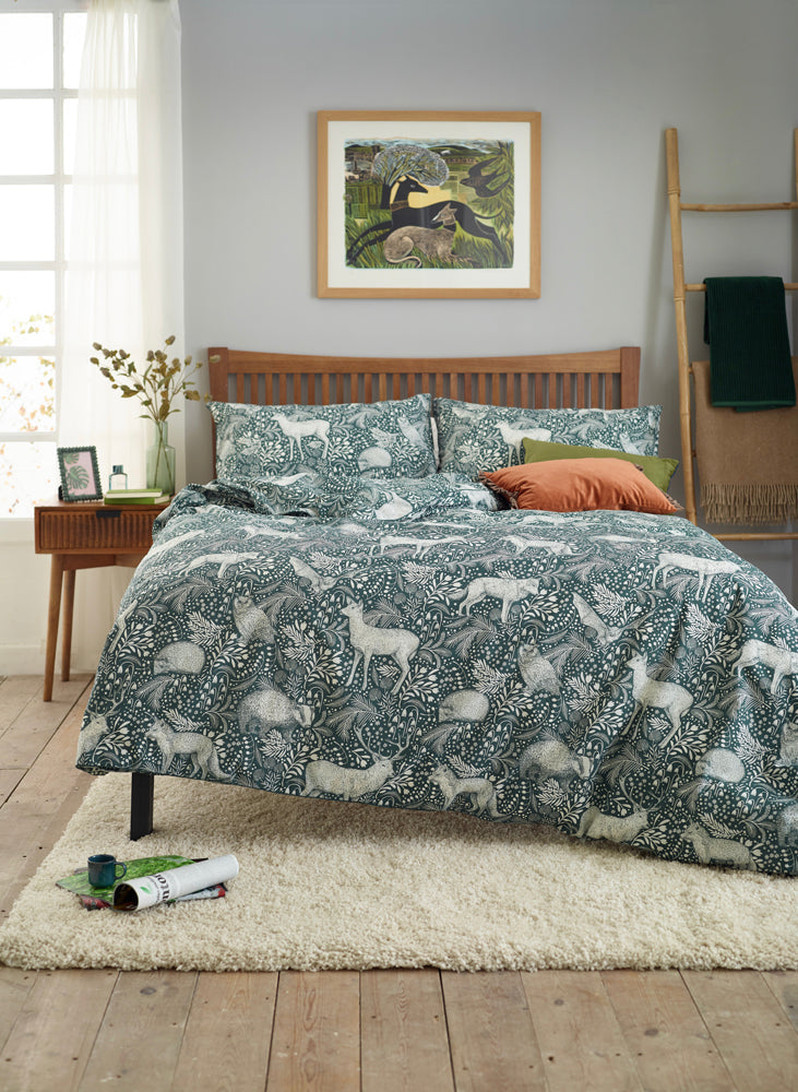 Woodland Folk Printed Cotton Rich Duvet Cover Set