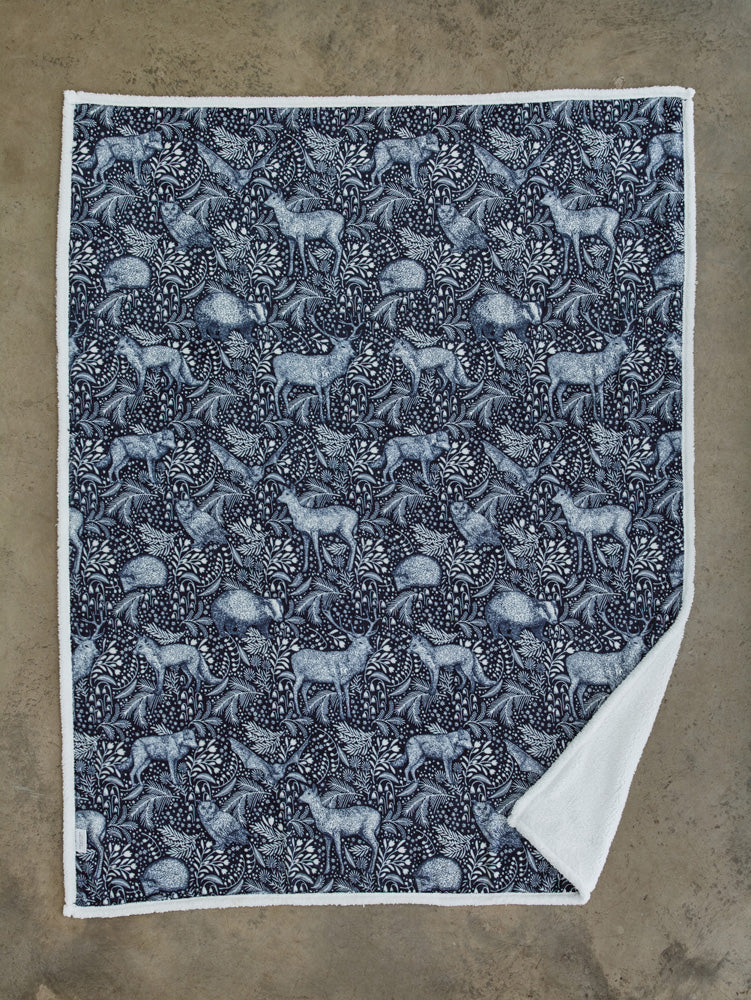 Woodland Folk Sherpa Throw 140x180cm