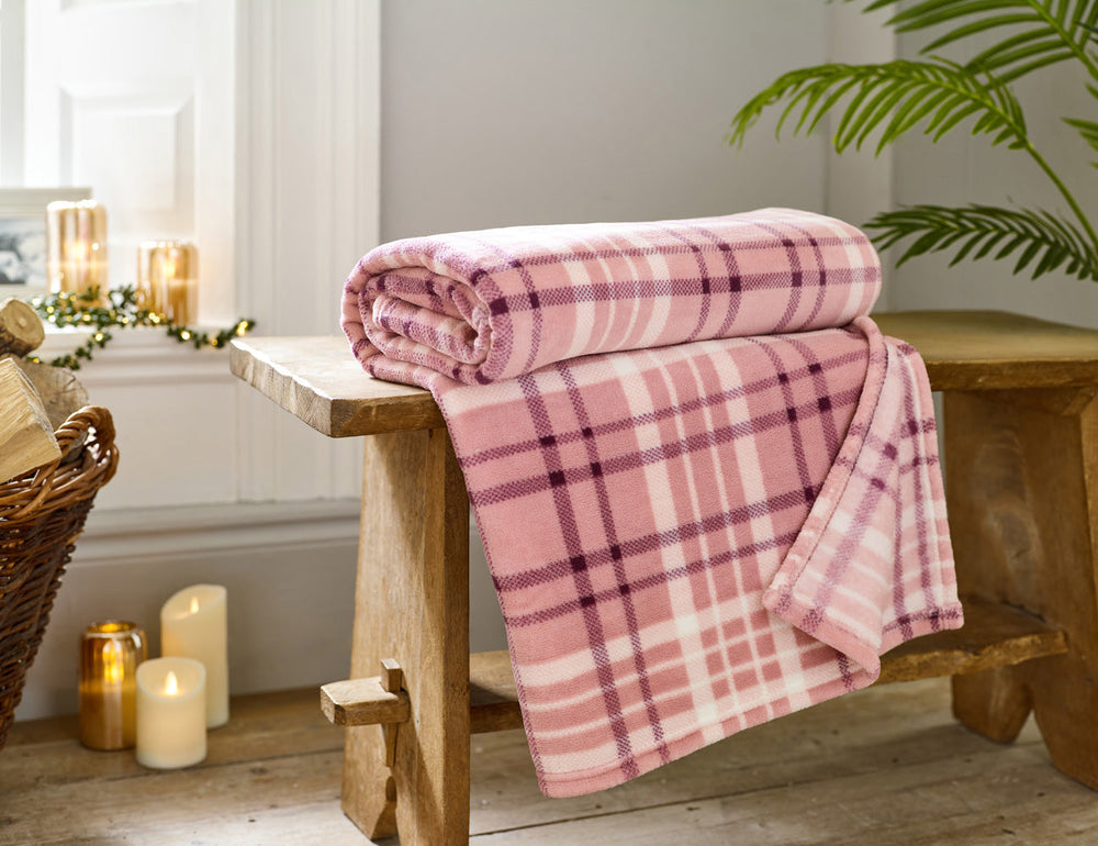 Snuggle Touch Microfibre Checked Throw