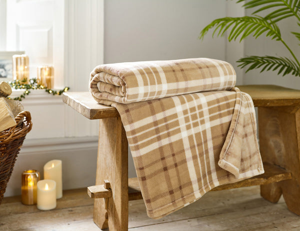Snuggle Touch Microfibre Checked Throw