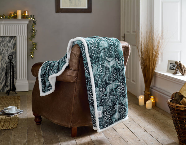 Woodland Folk Sherpa Throw 140x180cm