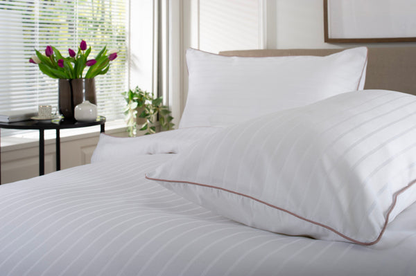 Durrant's Lane 220 Thread Count 100% Cotton White Sateen Stripe Duvet Cover Set