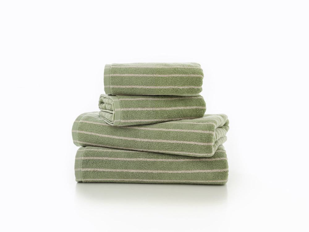 Malmo Stripe - Sage/Biscuit On White