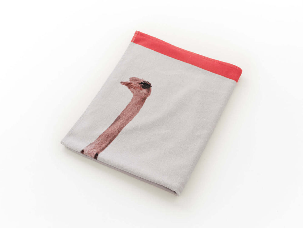 Ostrich Printed Cotton Velour Beach Towel 75x150cm