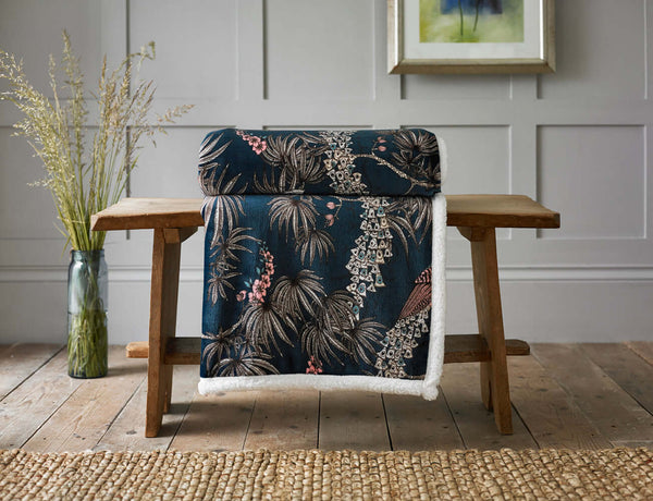 Peacocks Sherpa Printed Soft Fleece 140x180cm Throw