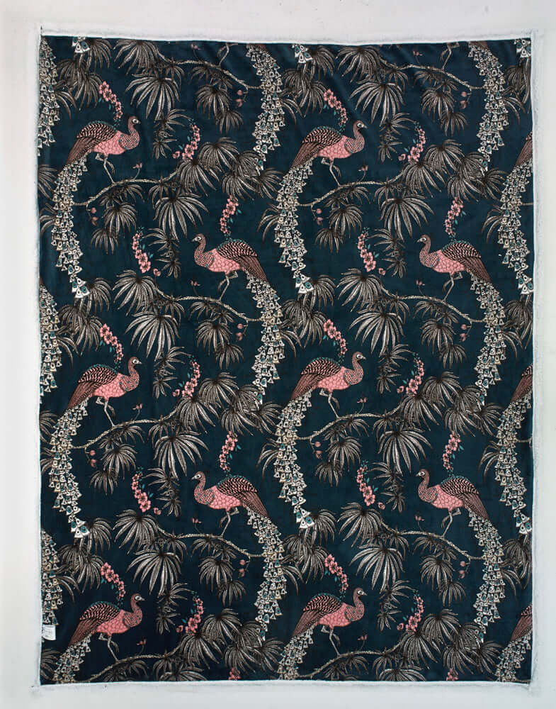 Peacocks Sherpa Printed Soft Fleece 140x180cm Throw
