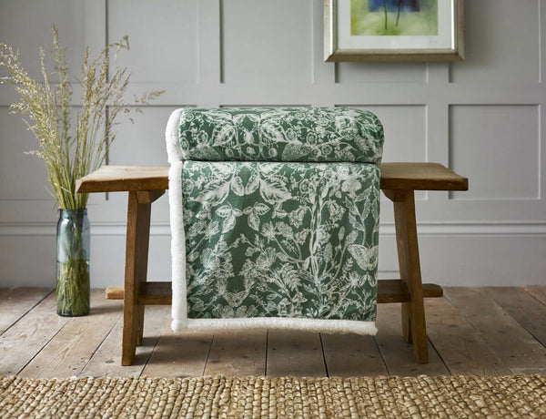 Secret Garden Printed Sherpa Fleece Throw