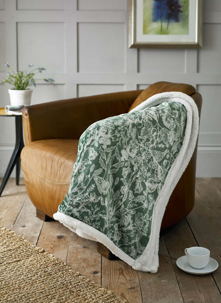 Secret Garden Printed Sherpa Fleece Throw