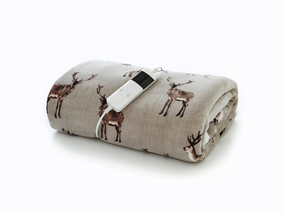 Sterling Stag Heated Sherpa Throw – 140x180cm