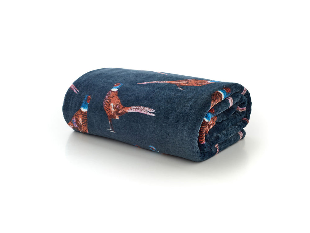 Pheasant Navy Throw – 140x180cm