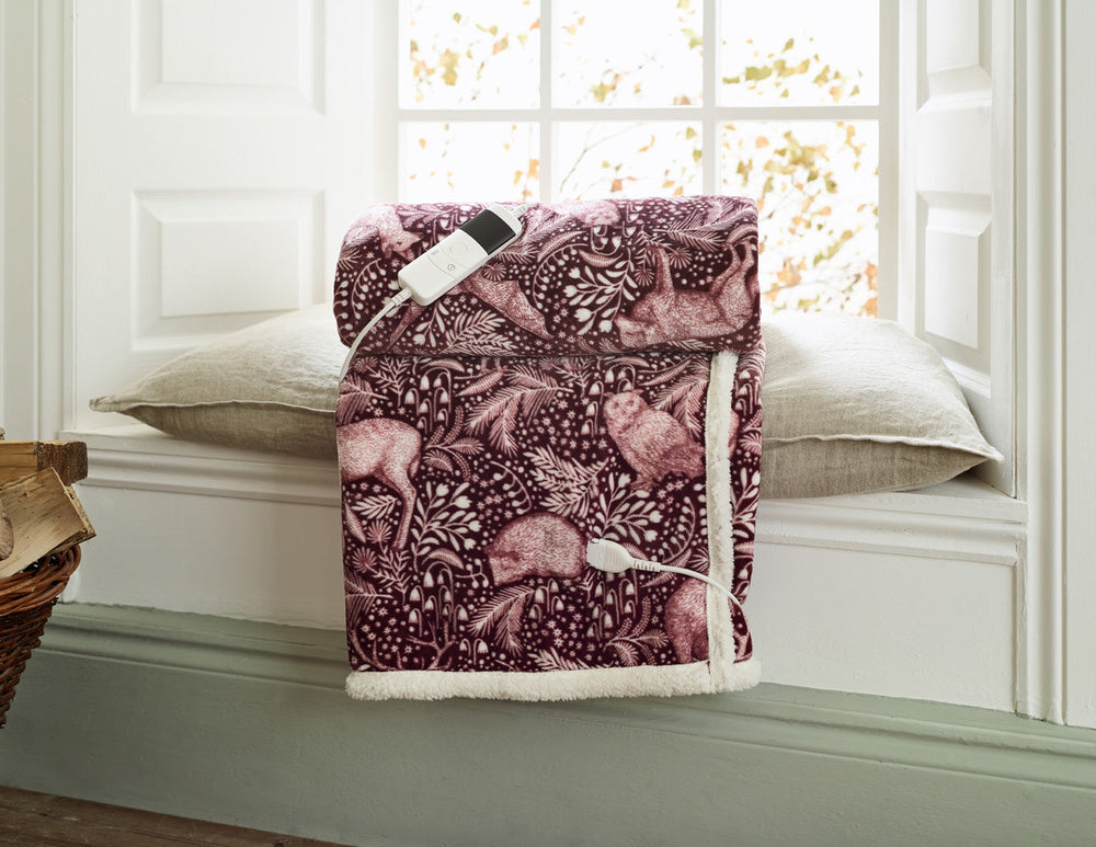 Woodland Folk Heated Sherpa Throw – 140x180cm