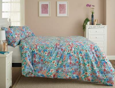 Floral Mosaic Duvet Set Blue
